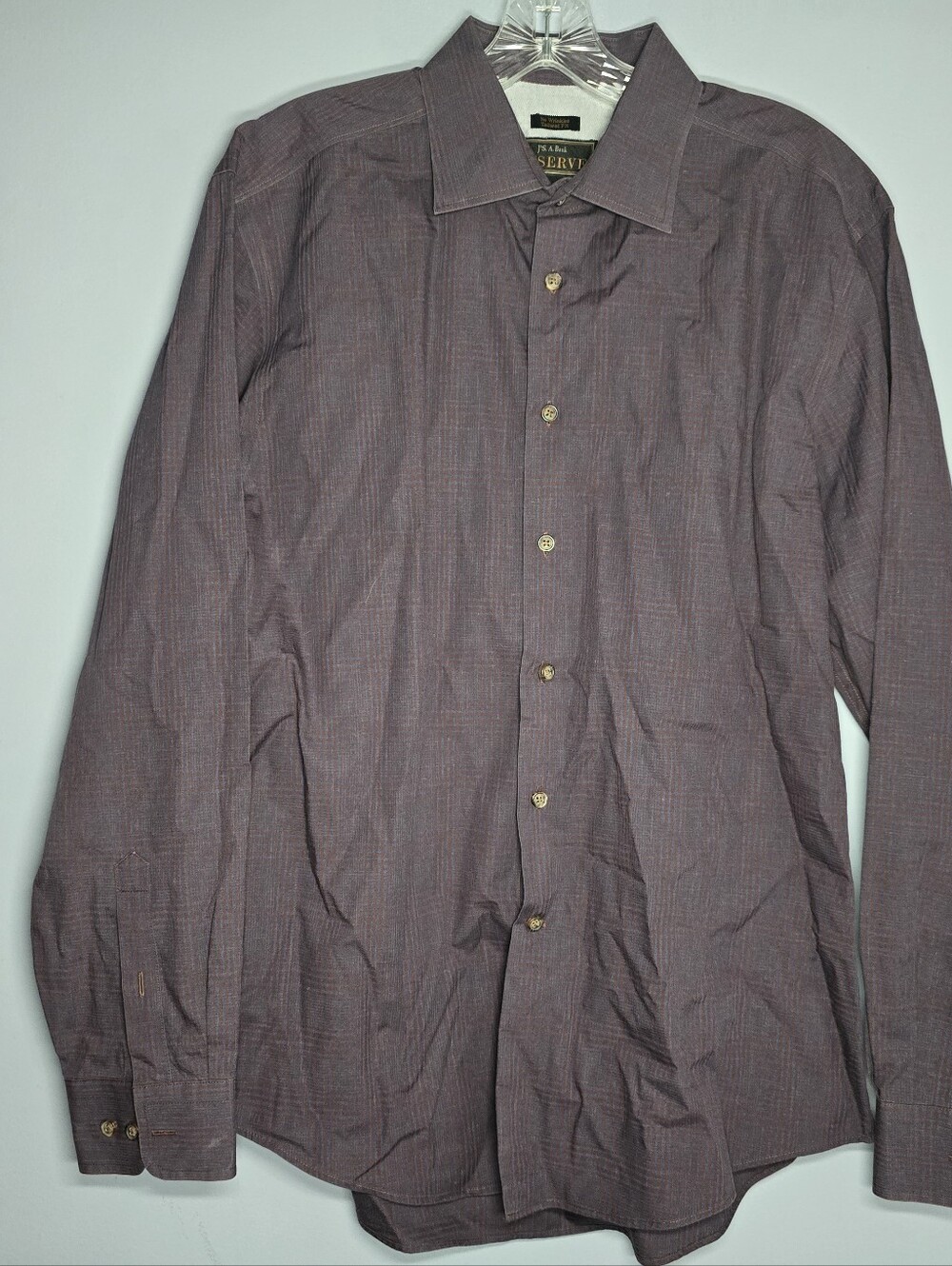 Jos A. Bank Reserve Button Down Dress Shirt-Mens LARGE-Purple & Blue-Casual